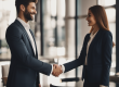 Man and woman shaking hands in an office